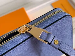 Luxury Whole purses famous brand fashion single zipper designer men women leather walletss lady ladies long with orange box219Z