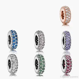 Womens 925 Стерлинговые серебряные подвески подходит для браслета Pandora стиль высочайшего качества многоцветный алмаз овальный бусин леди DIY с оригинальной коробкой