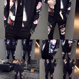2021 New Jacket + Pants Men Tracksuit Moda Hombre Fashion Printing Men's Set Spring Men's Sports Suit 2 Piece Sets Plus Size 5XL X0610
