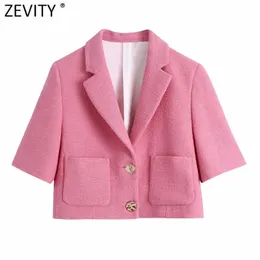 المرأة إنجلترا نمط جيوب التصحيح الصلبة روز الوردي قصيرة تويد الصوفية السترة معطف خمر الإناث قميص شيك قمم CT679 210416