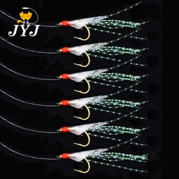 Fiskehakar JYJ 1 BAG HOOK Size 9 Leurre Sabiki Rigs för Makrill Feathers Real Fish Skin, Havsvatten, String