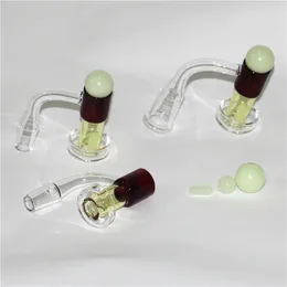 Fumar Terp Slurper Quartz Bangers com brilho no pílula de vidro escuro pérolas de mármore 90degree Up pregos de óleo para plataformas de água Dab