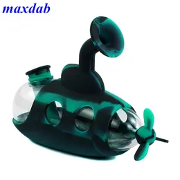 Submarine smoking silicone water hookah pipe glass bong pipes dab rig tobacco smoke with bowl