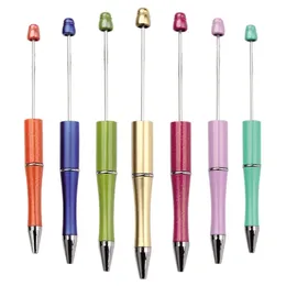 20 sztuk Ballpoint Pen Koralik DIY Niestandardowy długopis Plastikowy School Biurowy Pisanie Materiały Papiernicze Prezent Ślubny 211025