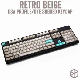 DSA-profilfärg Sub-keycap Set PBT-plast Retro Mekanisk Tangentbord Beige Grå Cyan GH60 XD64 XD84 XD96 87 104