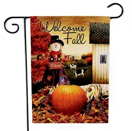 Halloween Jardim bandeira Bandeira Fantasma Fantasma Decoração Decoração Banners Maple Folha Pátio Bem-vindo Fall Fall Yard Banner Bandeiras 47 * 32cm SN2250