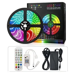 16.4 32.8 50 66ft LED Strip Light with 5050RGB LEDs Lights 5 10 15 20m Safe Epoxy Strips WIFI Voice Bluthtooth Smart Phone APP Controller