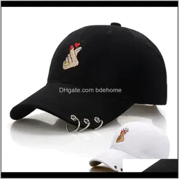القبعات الكرة، والأوشحة قفازات الأزياء ولديس قطرة التسليم 2021 أسود الكبار فنجر الحب قابل للتعديل الحديد حلقة البيسبول قبعات snapback كاب القاع