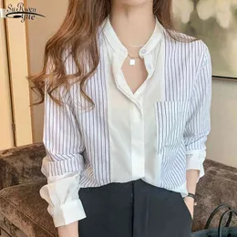 Autumn Loose Chiffon Striped Shirts Women Casual Plus Size Long Sleeve Women Blouse Button Cardigan Ladies Tops 10682 210518