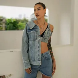 Denim Spliced Fall Jacket