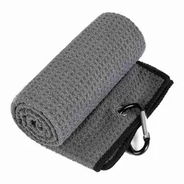 Golf Towel Microfiber Fabric Waffle Pattern Carabiner Resistant Clip Accessories