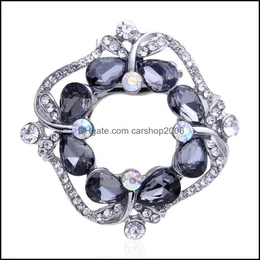 Stift, broscher smycken 1 st 41x39mm geometrisk fyrkantig kristall brosch halsdukar spänne dubbel användning för kvinnor bröllopsklänning aessory droppleverans