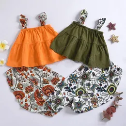 Zestawy odzieżowe dla dzieci Dziewczyny Stroje Dzieci Topy Sling + Spodnie Kwiatowe 2 sztuk / Zestaw Lato Moda Boutique Baby Odzież