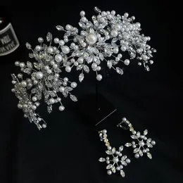 Orecchini collana di lussuoso pezzi da sposa per capelli da sposa set di gioielli per matrimoni per perle per perle per perle per capelli accessori per capelli HQ0193