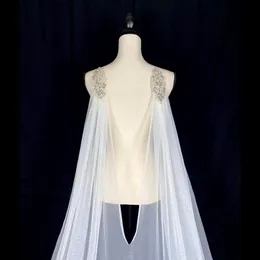 Bridal Veils Ivory White Tiulle Cape Wedding ramię błyszczącego szampana szampana