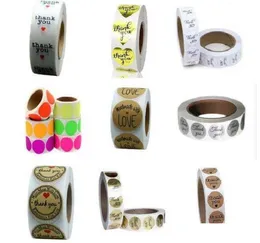 2021 25mm Round Paper thank you Handmade with Love Heart Sealing Stickers Candy Bag Label Packing Gift Wedding 500pcs stickers/roll