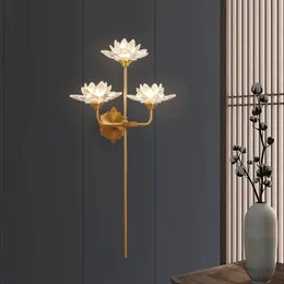 Lâmpadas de parede Design de arte Lâmpada LED de flor Led de cobre Sala de estar escada Solas de banheiro leve 90-260V Decoração em casa
