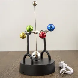 Colorful Metal Ball Perpetual Motion USB ton Pendulum Ornaments Home Gift For Friends/Relatives/Teachers/Classmate/Lover 211108