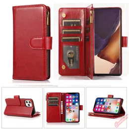 Phone case Multi Card Slots Flip Zipper Leather Cases for iphone 13 pro max 7 8 PLUSE S20FE S20 Ultra Multi-functional Wallet back cover