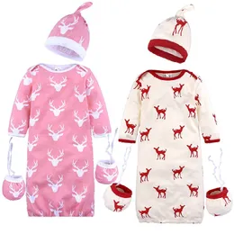 Рождественские Baby Sleeping Bag Newborn Weepsacks Baby Girls Получение одеяло Конверт младенческой лопатки Romper Caps Glove 3PCS костюм 210413