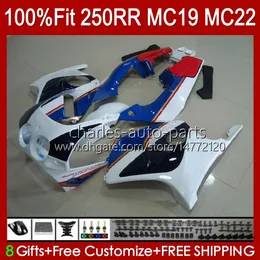 Wtrysk Mold Ciało dla Honda CBR250RR 88 89 CBR 250RR 250 RR CC 250R 1988-1989 112HC.64 CBR250 RR CC 1988 1989 CBR 250CC MC19 88-89 OEM Pełny zestaw do błonnika Biały błyszczący