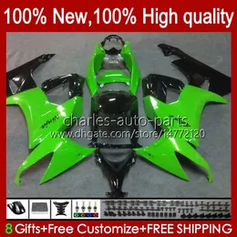 Kawasaki Ninja ZX 10R ZX10 10 R 1000 CC ZX10R 08 09 10ボディ56NO.55 1000CC ZX1000C ZX-10R 2008 2009 2010 ZX1000 08-10ボディワークキットグリーンブラックホット