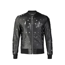 Plein Bear Winter Autumn Men Jacketslim Faux Leather Motorcycle Pu Faur Jackets Long-Sleeve Outerwear Coat