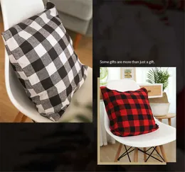 Buffalo Check Plaid Throw Christmas Pillow Case Covers Cushion Cases for Farmhouse Home Decor Red and Black 18 Inch