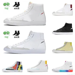 Wholeslae 2021 Blazer Mid 77ビンテージカジュアルシューズスケッチ赤ホワイトブラックラジガンジェイドグリーンサンセットパルスポップコーンメンズ女性デザイナー屋外