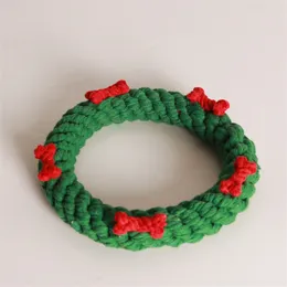 Zielone Okrągłe Zabawki Z Zabawkami Kości Boże Narodzenie Wieniec Rope Zabawki Pies Chew Interactive Dog Toy Boże Narodzenie na psa szczeniaka xmas prezent 4923 Q2