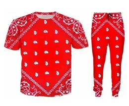 All'ingrosso - 2022 New Fashion Casual Bandana 3D All Over Print Tute T-Shirt + pantaloni da jogging Tuta da donna Uomo @ 021