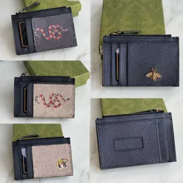 Nowi projektanci etui na karty moda pszczoła portfele płótno skórzane monety klucz tygrys portfel na karty kredytowe mężczyźni i kobiety wąż luksusowe torby oryginalna torebka zamek błyskawiczny klips na pieniądze