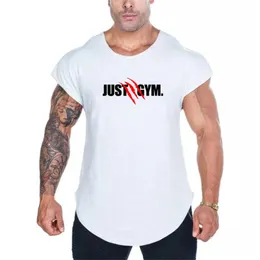 Muscleguys الملابس اللياقة البدنية تانك الأعلى الرجال القطن فقط جمنازيوم أكمام قميص كمال الاجسام سترة رياضية رياضية ملابس العضلات 210421