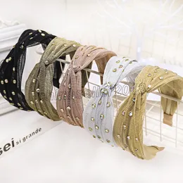 Vintage Malha Lace Headbands Rhinestone Jewel Bellas Bezel Bluas Bandas Para As Mulheres Clipes De Cabelo Turbante Headband Meninas Acessórios De Cabelo Oposka