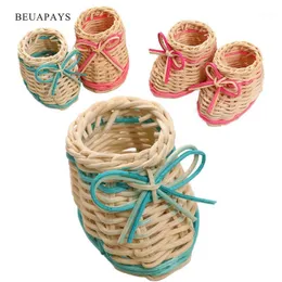 Opakowanie prezentów 20pcs Małe pojedyncze buty Rattan Basket Candy Box Baby Shower Wedding Dekoracja Mody
