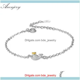 Link, Bracelets Jewelrylink, Chain Anenjery Cute Little Whale Dolphins 925 Sterling Sier Bracelet For Women S-B216 Drop Delivery 2021 Jlrpn