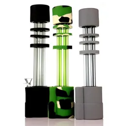 Hookahs 13 Inches wax oil glass dab rigs Silicone Bong Water Bongs removable With Beveled Edge Quartz Banger