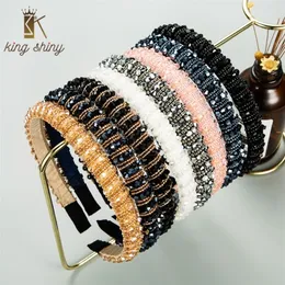 King Shiny Sparkly Color Crystal Stirnband für Damen, luxuriös, handgefertigt, Perlen-Designer-Haarband, Mädchen-Haarschmuck, Tiara-Lünette 220217