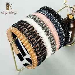 Kral Parlak Sparkly Renk Kristal Kafa Kadın Için Lüks El Yapımı Boncuklu Tasarımcı Hairband Kızlar Saç Aksesuarları Tiara Bezel 220217