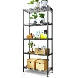 5 tier Steel Wire Shelving Unit Metal Rack Home Kök Storage Rack Hylla Justerbar