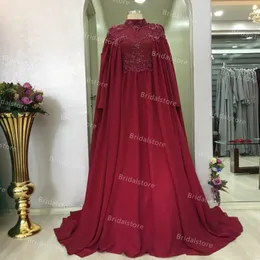 Långärmad Grå Muslim Kvällsklänning Elegant Caftan Dubai Abaya Formella Klänningar En Linje Chiffon Morrocan Promoklök med Lace Vestido Fiesta Robes de Soirée