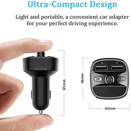 Bluetooth 5 0 Car Adapter Kit FM Transmitter Wireless Radio Music Player Cars Kits Blue Circle Ambient Light Dual USB Ports Charge286k