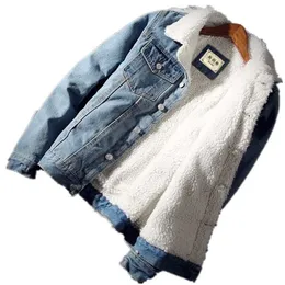 Nowsaa Men Jacket and Coat Trendy Warm Fleece Thick Denim Winter Mens Jean Outwear Male Cowboy Plus Size 211126