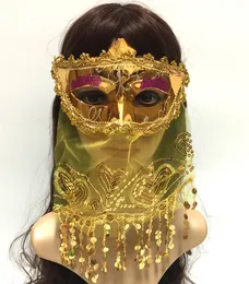 Belly Dance Halloween Julmask 10Style / Färg Barnens årliga parti Masquerade Vuxen Get tillsammans Indisk stil med slöja guldpulver: