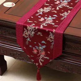 Orgogliosa rosa in stile cinese Runner da tavolo in tessuto per decorazioni per la casa Bandiera con nappa Copertina creativa 210708
