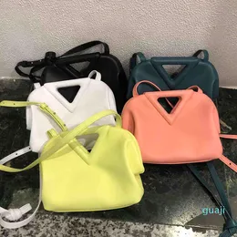 Inverted Triangle Head Leather Ins Same Clip Candy Cloud Bag Portable One Shoulder Slanting Leather Hand Bag