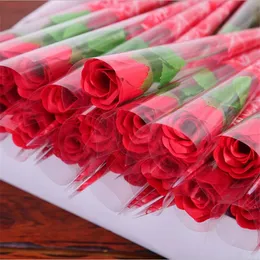Sztuczna Rose Goździk Kwiat Single Soap Kwiaty Dla Walentynki Nauczyciel Nauczyciel Dnia Birthday Day Gift Wedding Party Decoration