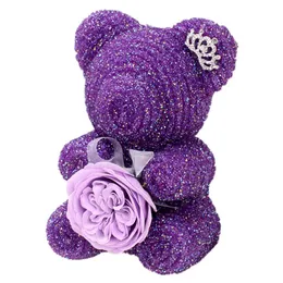 Decorative Flowers & Wreaths Wedding Valentine's Gift Rose Bear Emulated Flower Immortal Birthday Creative Crystal Diamond Bear2021