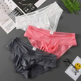 3 pc homens cuecas de roupa receita de gelo de gelo u bolsa homens underwear lingerie low-arranhão masculino calcinha de verão 2021 homem briefs mar cetim h1214