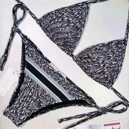 패션 편지 인쇄 비키니 세트 섹시한 여성 수영복 디자이너 분할 수영복 탄성 소프트 수영복 휴가를위한